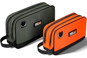 TUFFWORX Tool Bag, Multi-Compartment Storage Pouch, Grey and Orange, 2-Pack
