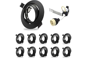 HiBay 10x Black LED Downlight Ceiling GU10 Recessed Spotlights Lights Tilt Down Light Fittings Round 240V for Bedroom Kitchen, Bulbs not Included