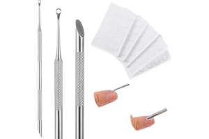 TIESOME Dubbelsidig nagelbandsskjutare, nagelbandsborttagare med 10 sandpapper, nagellacksborttagare, professionell nagelbandssax, verktyg för manikyr och pedikyr