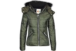 A2Z 4 Kids® Enfants Filles Veste Designer Élégant Cropped Rembourré Puffer Bulle Fourrure Col Matelassé Chaud Épais Manteau Vestes Âge 3-13 Ans