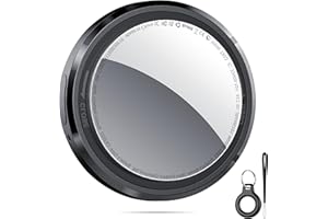 QCOQ Air Tracker Tag-1 Pack, Black | Smart Bluetooth Tag Compatible with Apple Find My (iOS Only), Item Locator with Protective Case/Keychain/Lanyard for Keys/Luggages/Wallets, Replaceable Battery