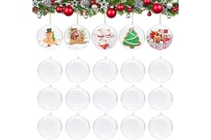 DICLLY 20 Pezzi Palline Decorative Trasparenti da 8 cm in Acrilico Riempibile - Sfere Apribili per Fai da Te,Natale,Matrimoni,Decorazione Domestica - Palline di Natale da Riempire