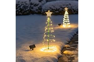 ONESHLEE Albero Di Natale Con Luci Incorporate Da Esterno, Luci Natale Da Esterno Giardino Solari, Addobbi Natalizi Led Energia Solare, Decorazioni Natalizie La Casa Particolari Moderne Realistico (Calde)