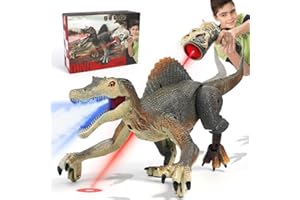 FRUSE Dinosauri Giocattolo Telecomandato,Giocattoli di Dinosauro Spinosaurus Realistici con Tracciamento Luce,Spray,Dinosauro Giocattolo per Ragazzi Ragazze Bambini Età 3 4 5 6 7 8