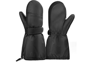 Hyeek Handschuhe mit Reissverschluss Kinder, Skihandschuhe Kinder Wasserdicht Fäustlinge Winterhandschuhe, Schneehandschuhe Snowboard Ski Handschuhe für Jungen und Mädchen