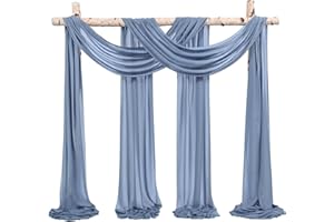 Showgeous Wedding Arch Draping Fabric 2 Panels 28" x20Ft Dusty Blue Chiffon Fabric Drapery Wedding Arch Drapes Chiffon Sheer Backdrop Curtains for Arbor Wedding Archway Ceremony Ceiling Decorations