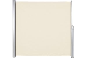 HOME TRENDS home&Trends Seitenmarkise 180 x 400 cm - Beige ausziehbar Sichtschutz Markisen 280 g/㎡ Polyester, Windschutz & Sonnenschutz für Balkon, Garten, Terrasse, Aluminium
