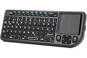 Rii X1 Mini Tastatur Wireless, Kabellos Tastatur mit Touchpad, Mini Keyboard für Smart TV Fernbedienung/PC/PAD/Xbox 360/ PS3/Google Android TV Box/HTPC/IPTV (De Layout)