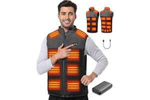 Buba Toys Wärmeweste Herren, Beheizbare Weste mit 20000mAh Powerbank, Heizweste Herren mit 21 Heizzonen und 3 Heizstufen, Elektrische Weste für Skifahren, Wandern und Outdoor-Aktivitäten