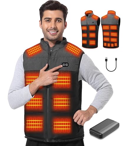 AGUG Gilet chauffant électrique pour homme/femme, 3 niveaux