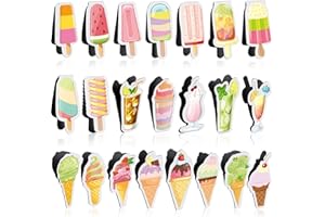 Nezyo 24 Stücke Magnetische Lesezeichen Magnetseiten Marker Faltbarer Seitensclip Süße Lesezeichen für Kinder, Studenten, Die Lesen, Büro Material, Geschenke(Eissauger)