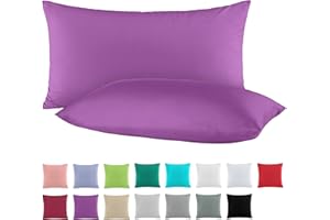 BaSaTex Dwupak bawełnianych poszewek na poduszkę renforcé, 40 x 60 cm, poszewki na poduszki ze 100% bawełny, fioletowe