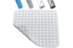 XIYUNTE Square Shower Mat Non Slip Anti Mould - 53 x 53cm Non Slip Shower Mats for Inside Shower, Anti Slip Shower Mat for Elderly, Shower Tray Mat with Suction Cups & Drain Holes, Machine Washable