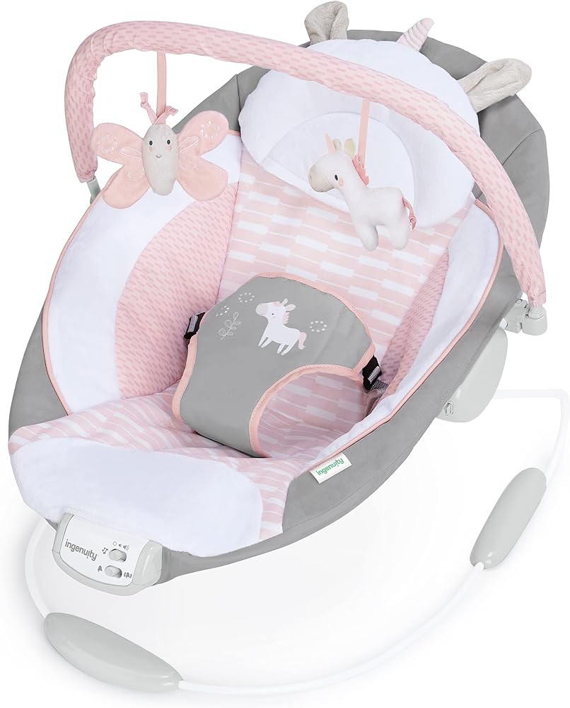 Ingenuity RahatlatıcıAna Kucağı, Sesler ve Titreşimler, 0-6 Ay, 9 kg'ya Kadar - Flora the Unicorn (Pembe)