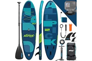 ALLPICK Paddle Gonflable | Kit de Padelsurf de Stand Up Paddle Sup Gonflable de 320 cm | avec Support Universel pour Caméra |Pagaie réglable | Débutants et confirmés |150 kg/180 kg
