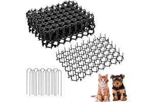 HELWEET Cat Scat Mat with Spikes, Cat Repellent Mat with Spikes, Plastic Cat Scat Mat, Cat Repellent Pads, Suitable for Chairs, Beds, Furniture, Gardens, Flower Pots, Lawns, 6 Pcs, with 10 Ground Anchors