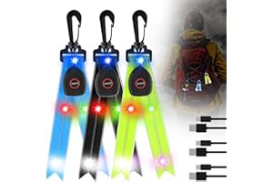 Vivibel Lot de 3 Pendentifs réfléchissants LED Clignotants, Rechargeable par USB 3 Modes LED pour Enfants Cartable, Bande Lumineuse réfléchissante pour Cartable, Sac à Dos, randonnée, Course, Jogging