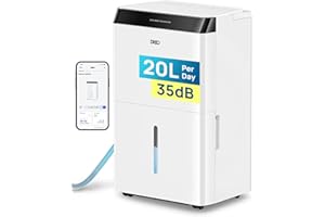 Dreo Deumidificatore Casa Muffa 20L/24h, Alexa & WiFi, Tanica da 3.4L, Deumidificatore silenzioso 38dB, 40㎡, con 3 Modalità d’Uso, Timer e Asciugatura del Bucato, per bagno, camera da letto, cantina