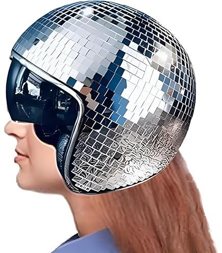 Disco Ball Mask Disco Ball Helmet With Retractable Visor Silver