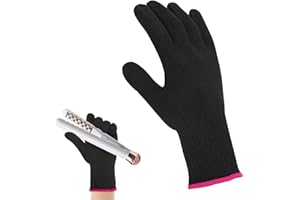Fogcosy Professional Heat Resistant Gloves - Heat Guard for Hair Styling, Curling, Up to 250°F, Black, Ambidextrous, One Size Fits All