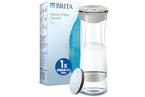 BRITA Bottiglia filtro grigio pastello, riduce cloro, piombo e altre impurità organiche per acqua di rubinetto più pura, 1 filtro dell'acqua MicroDisc incluso