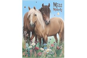 Depesche 12933 Miss Melody - Zestaw artykułów piśmiennych w teczce, z motywem konia i kwiatów, w tym papier listowy, koperty i naklejki