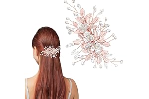 NECXON Wedding Hair Accessories for Women, Wedding Hair Clips Bridal Hair Accessories Rhinestone Bridal Headpiece Hair Pin for Women Girls Bridal(Rose Gold)（1Pcs）