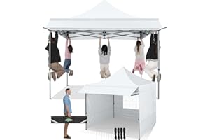 COBIZI Tonnelle Pliante 3x3 Imperméable,Tonnelle Pop-up à Hauteur Réglable avec Auvent et Parois Protection UV50+ Tonnelle de Jardin Exterieur 3x3 Barnum Pliant Tente (3 par 3m Blanc)