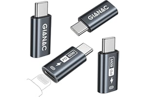 GIANAC Adaptateurs Lightning USB C [Lot de 4] Adaptateur pour Lightning vers USB C, Sortie Power Max Compatible 60W PD pour iPhone 15/15 Pro, iPad,MacBook,Samsung Galaxy S23/S22 et Autres Appareils de Type C