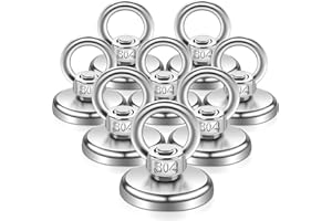 KEUKENKET Pack of 8 Magnets Extra Strong Large 55 kg, 36 mm Magnetic Fishing Magnet with Hole, Neodymium Magnet Extra Strong with Lifting Rings and Screws for Magnetic Fishing Camping Industry Magnets Cruise