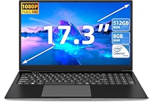 SGIN 17 Pollici Laptop 8 GB RAM 512 GB SSD PC portatile, Processore Celeron Dual-Core Up to 2.8 Ghz, FHD 2.4/5.0G WiFi, Bluetooth 4.2, Supporta memoria espandibile 512 GB TF