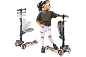 Hurtle Patinete, Scooter para niños, 2 años en adelante, Asiento abatible, Altura Ajustable, Monopatin 2 en 1, Luces Intermitentes