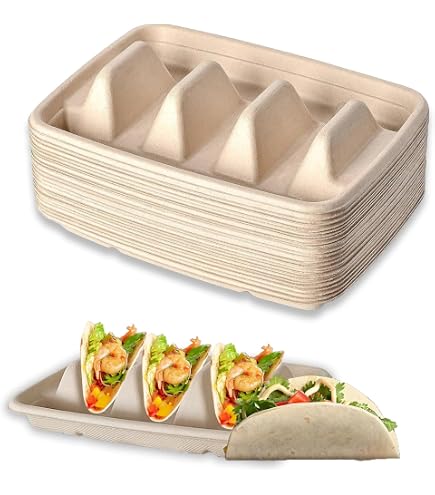 Porte-tacos Mélamine LACOR - Pour 2-3 Tacos, Design Ondulé - Empilable, Lavable Au Lave-vaisselle - 18x6x4 Cm
