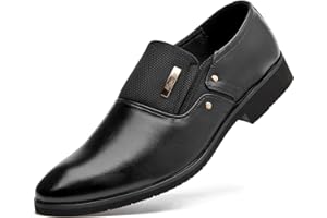 DADAWEN Men's Leather Oxfords Formal Slip on Business Dress Shoes