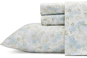 Laura Ashley Set di biancheria da letto per letto king size, in morbido rasatello di cotone, elegante, liscio e traspirante, decorazione per la casa (Rena Teal, king size)