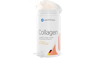 Purefitness Verisol® Collagen Pulver 600g [NOTE 1,1] mit BEAUTY-Formel - Patentiertes Verisol® Collagen Peptide - Kollagen Pulver mit Hyaluron, Biotin & Vitamin C