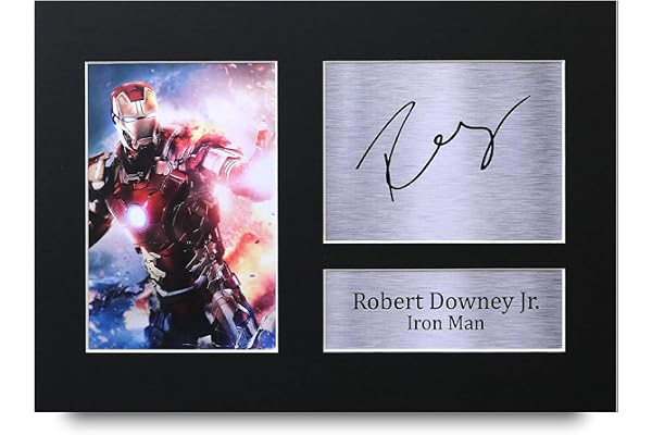 HWC Trading A4 Robert Downey Jr Iron Man The Avengers Cadeaux Imprimé Signé Autographe Photo pour les fans de cinéma - A4