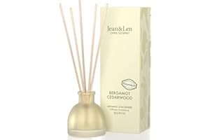 ‎JEAN & LEN Jean & Len Aromatic Atmosphere Cedarwood & Bergamot, natürlich duftender Raumdiffusor, spritziger Duft vom Parfümeur, hochwertiger Flakon, Raumduft mit Holz-Duftstäbchen, vegan, 50 ml