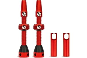 Thinvik Válvula Presta Tubeless 48mm - Kit de válvulas ultraligeras para neumáticos Tubeless - 2 válvulas Presta Tubeless con tapón de aleación de Aluminio y Herramienta extraenúcleos (roja)