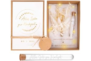 YYSWSAKY Hochzeitsgeschenke für Brautpaar, Hochzeit Geldgeschenk Verpackung, Geld Geschenk Box mit Hochzeitskarte, Trockenblumen, Licht und Reagenzglas, Hochzeitsgeschenke Ideen für Frisch Verliebte