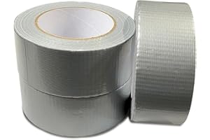 JeeJaan® 3 Rolls of Silver Duct Tape 50mm x 50m Heavy Duty Waterproof Gaffa Tape for Electrical Plumbing Use Strong Adhesive Durable Ideal for Sealing Fixing and Wrapping Projects