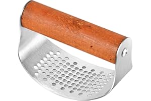 NEXMEE Presse-Ail, Râpe à Bascule, Hachoir, Presse-Ail, Rouleau à Tube En Acier Inoxydable, Main En Bois