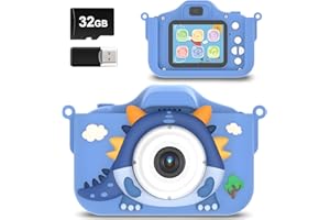 saiyuanxing kids camera,Silicone Case 2.0 Inch IPS Screen 1080P Video Camcorder，40MP Kids Digital Dual Lens Camera with，32GB memory card，3-12 year old boys and girl camera，Holiday and Birthday gifts.