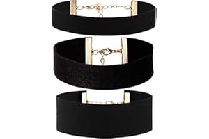 JewelryWe Schmuck Damen Choker Halskette, 18mm / 25mm / 35mm Breite Velvet Spitze Choker Kette Tattoo Punk Gothic Halsband, Schwarz