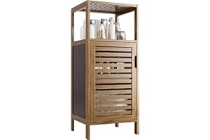 HITNET Armario de baño, Mueble de Suelo de bambú Independiente de 4 Niveles para salón, Cocina y Dormitorio, Nogal