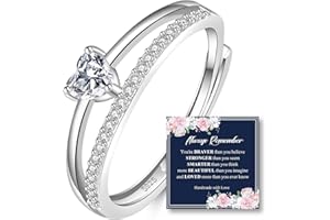 RANKEEF 925 Sterling Silver Rings for Women Adjustable Infinity Love Knot Silver Rings with Cubic Zirconia Promise Ring With Inspirational Card