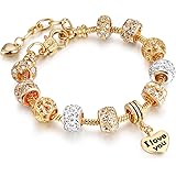 Young & Forever Charismatic Charms Bracelets for Women Murano Glass Crown and Leaf Charm Bracelet For Girls: 