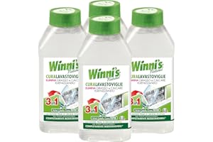 Winni's Naturel CuraLavastoviglie Liquido Formula 3in1 Sgrassante Anticalcare Igenizzante Ipoallergenico Materie Prime Origine Vegetale Completamente Biodegradabili - 4 Flaconi da 250ml