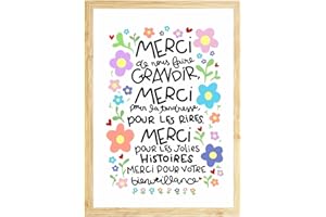 CL&MH affiche du professeur/cadeau de professeur,Éducatrice, professeur, merci de m'aider à grandir de m'avoir aidé.Cadeaux de remerciement, cadeaux d'appréciation (avec cadre)