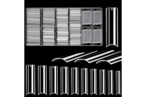 JUSTOTRY 700 Pcs No C Curve Clear Nail Tips No Glue, Extra Long Square Nails Tip Set, XXL Full Cover Fake Nails Tips for Women,Acrylic Straight False Nail Tip for Nails Art and DIY French Nail Designs